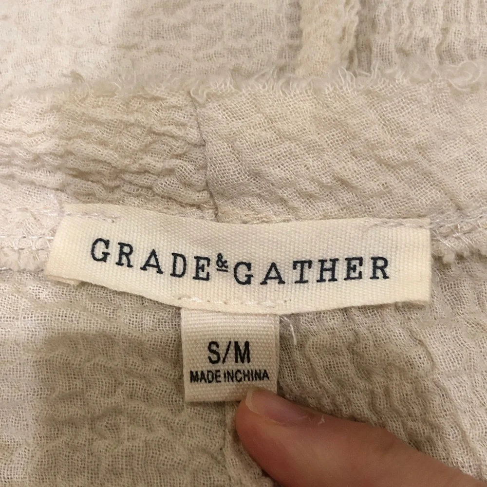 Anthropologie Grade & Gather Blouse Size Small Ecru Light Beige Textured Top